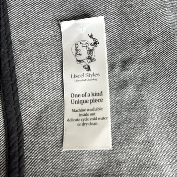 Free People Black Gray Denim Jacket Size Medium Las Vegas Embellished Unique - Picture 8 of 8